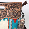LC-ADBGS146 Southwestern Crossbody Bag - Hand-Tooled Leather & Wool Blend