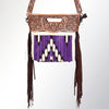 LC-ADBGS146 Southwestern Crossbody Bag - Hand-Tooled Leather & Wool Blend
