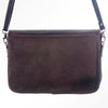 LC-ADBGZ342 Horse Tooled Leather Crossbody Bag - Genuine Brown Leather with Hair-On Cowhide Sides
