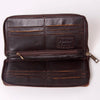 ADBGZ362 Tooled Leather Zip Wallet - Western Floral & Basket Weave Design