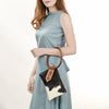 ADBGZ335 Black & White Cowhide Wristlet - Hair-On Hide Clutch with Tooled Leather Detail