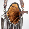 LC-ADBGZ125B Speckled Cowhide Chaps Bag with Tooled Yoke & Fringe