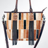 ADBG695 American Darling Hair-On Leather Tote Bag with Fringes