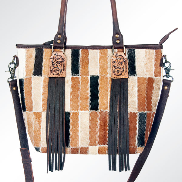 ADBG695 American Darling Hair-On Leather Tote Bag with Fringes