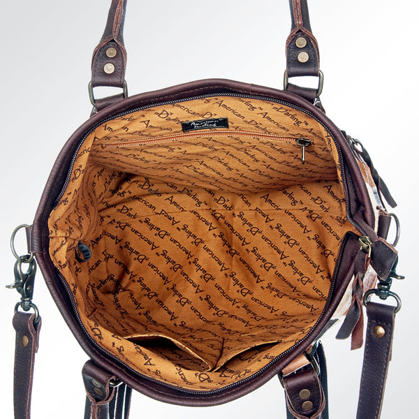 ADBG695 American Darling Hair-On Leather Tote Bag with Fringes