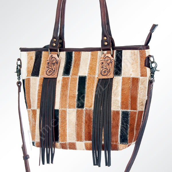 ADBG695 American Darling Hair-On Leather Tote Bag with Fringes