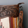 ADBGZ365 Tooled Leather & Tribal Wool Crossbody Bag - Western Fringe Shoulder Purse