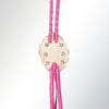 LC-ADJW106E Pink Braided Western Jewelry Necklace with Turquoise Stone & Two-Tone Scalloped Concho