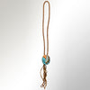 LC-ADJWM101C Hand-Painted Western Jewelry Necklace with Native Headdress Design on Turquoise Background