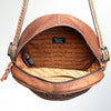 LC-ADBGK113B Round Tooled Leather Crossbody Bag - Floral Western Circle Purse