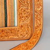 ADBG582 Tooled Leather Western Tote with Southwestern Wool Inlay Floral Carved Satchel Bag