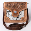 ADBGD123 American Darling Hand Tooled Floral & Hair-On Cowhide Cross body Bag with Stone Accent