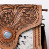 ADBGD123 American Darling Hand Tooled Floral & Hair-On Cowhide Cross body Bag with Stone Accent