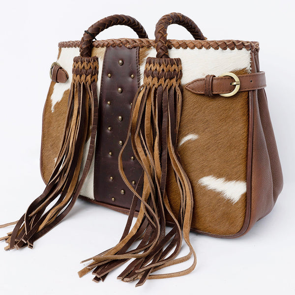 ADBGD127 American Darling Hair-On Cowhide Tote Bag with Riveted Leather & Fringes