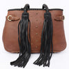 ADBGD127B American Darling Handcrafted Riveted Leather Tote Bag with Braided Handles