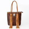 ADBGD128B American Darling Handcrafted Leather Tote Bag with Turquoise Stone & Fringes