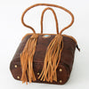 ADBGD128B American Darling Handcrafted Leather Tote Bag with Turquoise Stone & Fringes