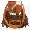 ADBGD129 American Darling Hair-On Cowhide Cross body Bag with Hand-Braided Detail & Fringes