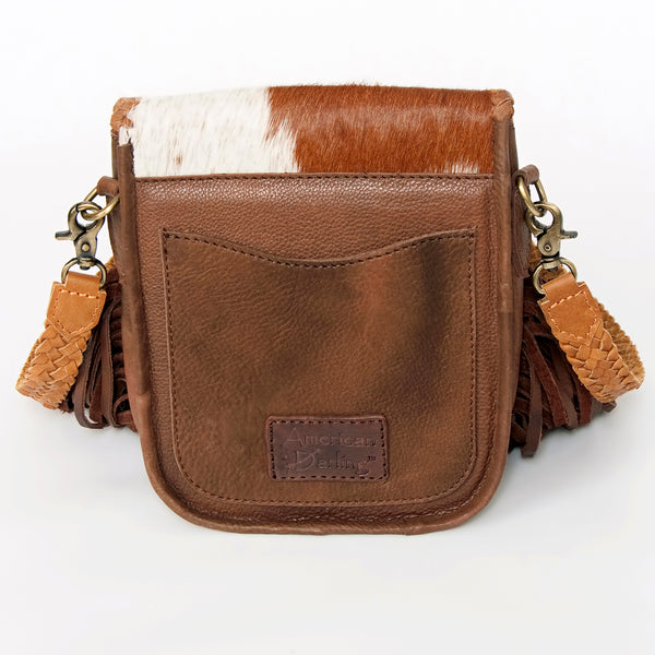 ADBGD129 American Darling Hair-On Cowhide Cross body Bag with Hand-Braided Detail & Fringes