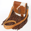 ADBGD129 American Darling Hair-On Cowhide Cross body Bag with Hand-Braided Detail & Fringes