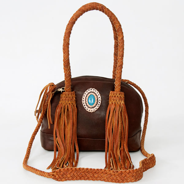 ADBGD130 American Darling Handcrafted Leather Cross body Bag with Turquoise Stone & Fringes