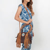 ADBGD130 American Darling Handcrafted Leather Cross body Bag with Turquoise Stone & Fringes