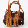 ADBGD130 American Darling Handcrafted Leather Cross body Bag with Turquoise Stone & Fringes