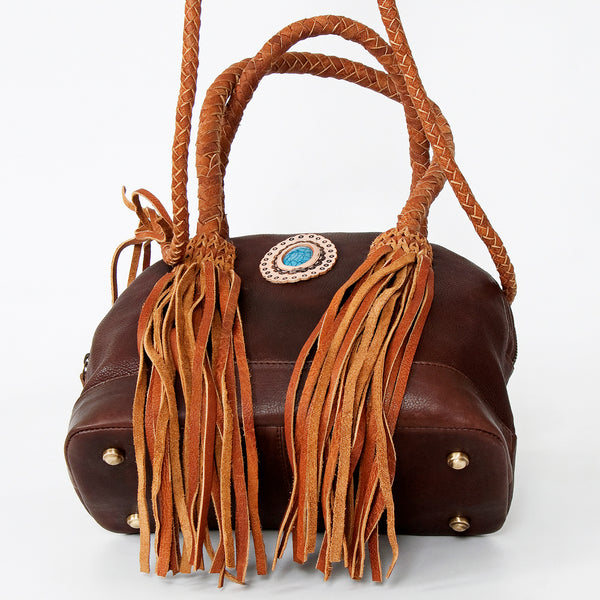 ADBGD130 American Darling Handcrafted Leather Cross body Bag with Turquoise Stone & Fringes