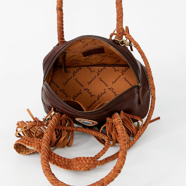 ADBGD130 American Darling Handcrafted Leather Cross body Bag with Turquoise Stone & Fringes