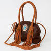 ADBGD130 American Darling Handcrafted Leather Cross body Bag with Turquoise Stone & Fringes