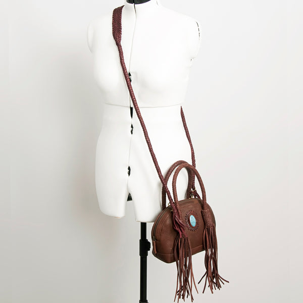 ADBGD130 American Darling Handcrafted Leather Cross body Bag with Turquoise Stone & Fringes