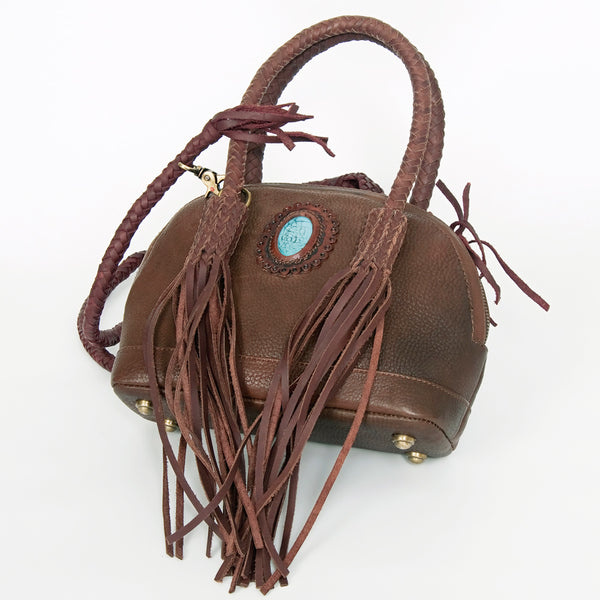 ADBGD130 American Darling Handcrafted Leather Cross body Bag with Turquoise Stone & Fringes