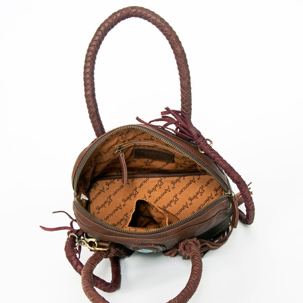 ADBGD130 American Darling Handcrafted Leather Cross body Bag with Turquoise Stone & Fringes