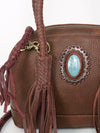 ADBGD130 American Darling Handcrafted Leather Cross body Bag with Turquoise Stone & Fringes