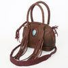 ADBGD130 American Darling Handcrafted Leather Cross body Bag with Turquoise Stone & Fringes