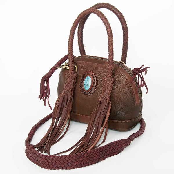 ADBGD130 American Darling Handcrafted Leather Cross body Bag with Turquoise Stone & Fringes