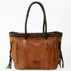 ADBGD132 American Darling Handcrafted Leather Tote Bag with Braided Handles & Fringes