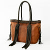 ADBGD132 American Darling Handcrafted Leather Tote Bag with Braided Handles & Fringes