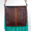 ADBG660 American Darling Hand Tooled & Hair-On Cowhide Western Cross body Bag with Fringes