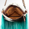 ADBG660 American Darling Hand Tooled & Hair-On Cowhide Western Cross body Bag with Fringes