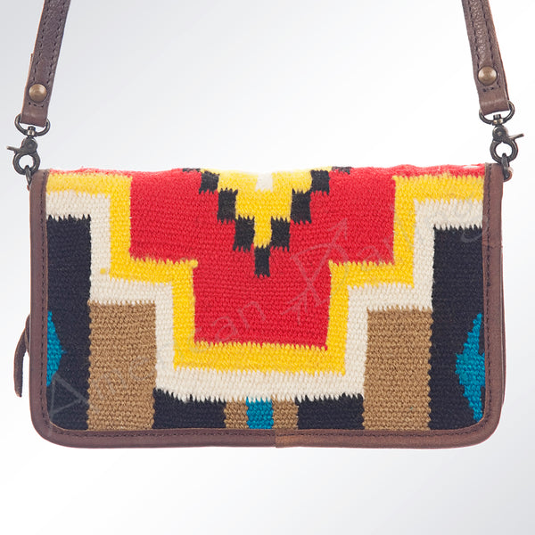 ADBG485 Southwestern Wool Organizer Bag with Leather Trim & Crossbody Strap