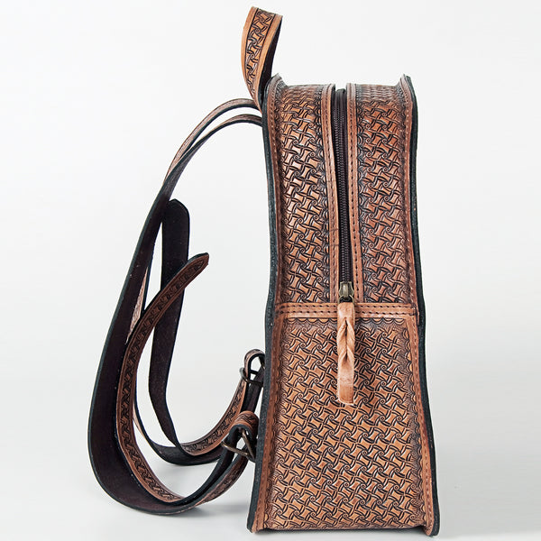 LC-ADBGK120 Hand-Tooled Leather Backpack - Western Floral Structured Pack