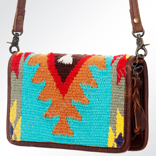 ADBG485 Southwestern Wool Organizer Bag with Leather Trim & Crossbody Strap