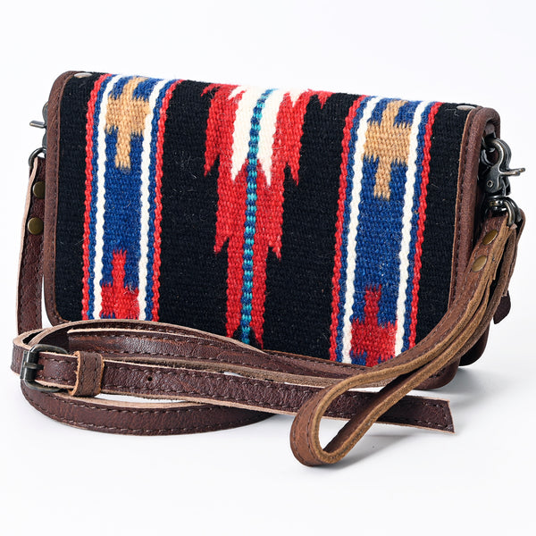 ADBG485 Southwestern Pattern Leather Crossbody Bag with Adjustable Strap