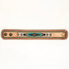 ADBRF145 Beaded Leather Cuff Bracelet - Turquoise Southwestern Pattern on Natural Tan Leather