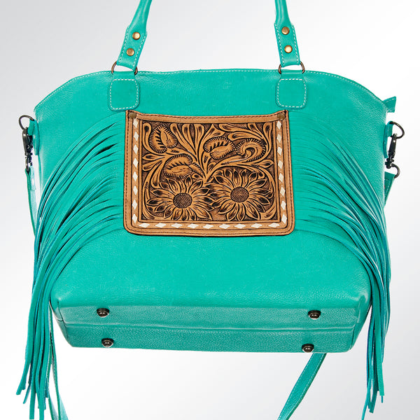 ADBG662 American Darling Hand Tooled Floral Western Leather Tote Bag with Fringes