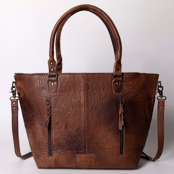 ADBG663 American Darling Hand Tooled Floral & Hair-On Cowhide Western Leather Tote Bag