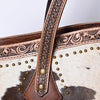 ADBGI159 Fringe Hair-On Cowhide Western Tote - Tooled Leather & Studded Accents