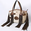 ADBGI159 Fringe Hair-On Cowhide Western Tote - Tooled Leather & Studded Accents