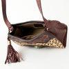 ADBGI165 Natural Hair on Tooled Leather Bag - Turquoise Concho & Stud Accent